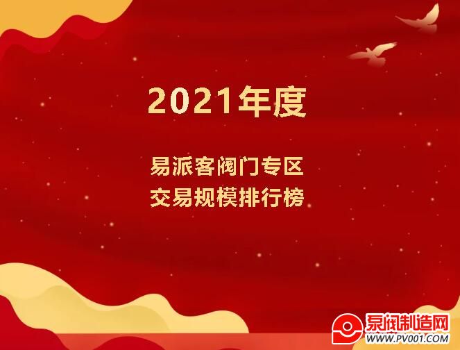 2021年度易派客阀门专区交易规模排行榜