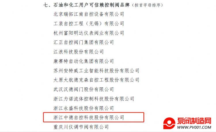 浙江力诺、川仪调节阀等13家企业获得“2022石油和化工用户可信赖控制阀品牌”荣誉