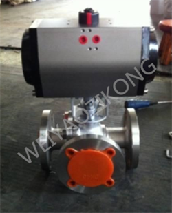 供应Q645F气动三通法兰球阀